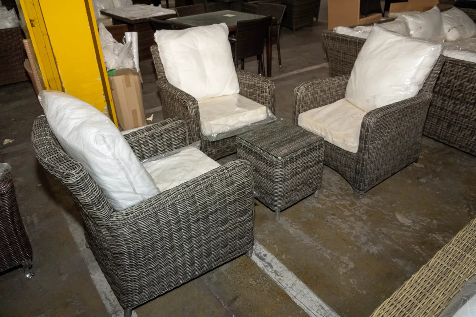 #HBM 3025: 3x Sessel San Fernando + Beistelltisch Vilato-grau-meliert günstig online kaufen