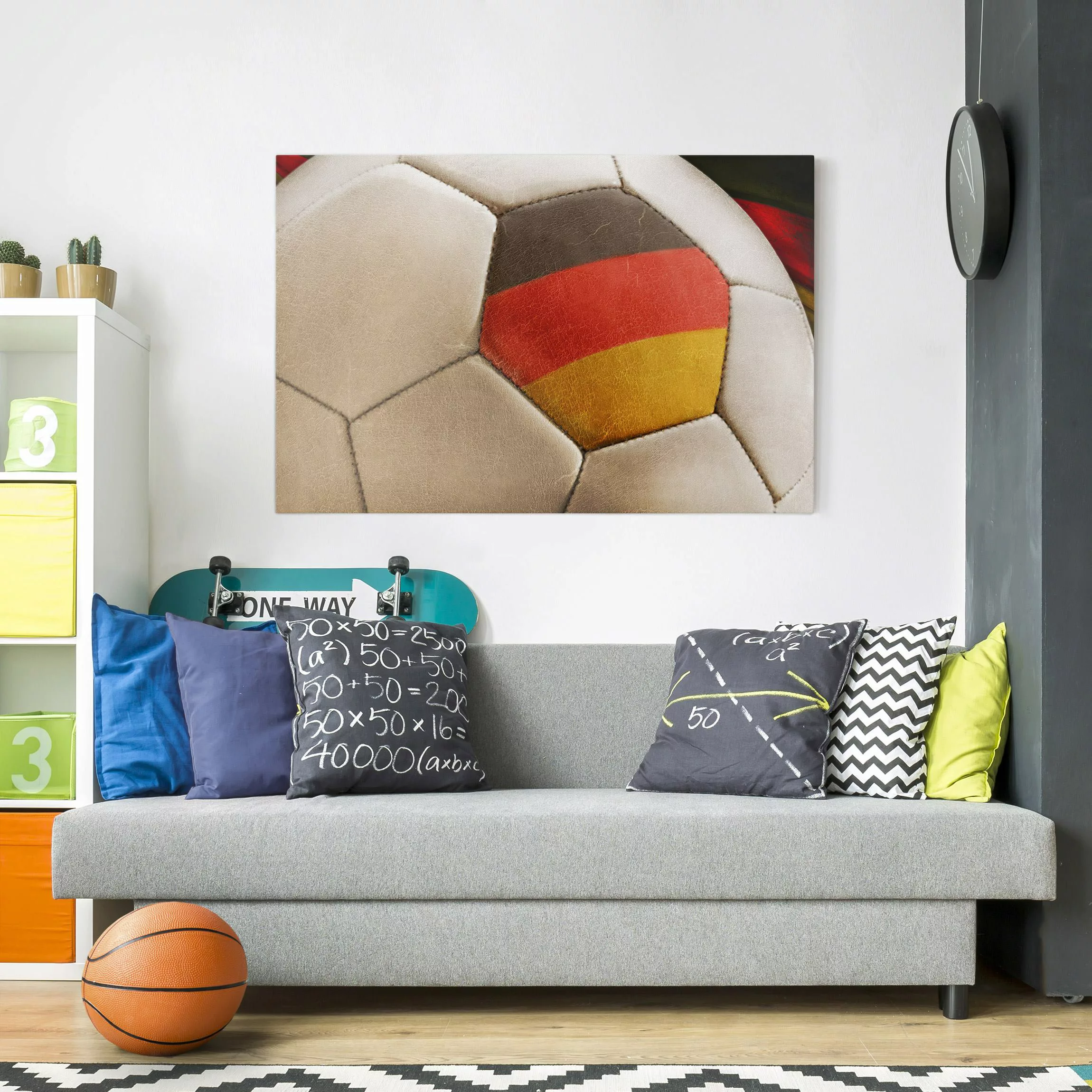 Leinwandbild Kinderzimmer - Querformat Vintage Fussball Deutschland günstig online kaufen