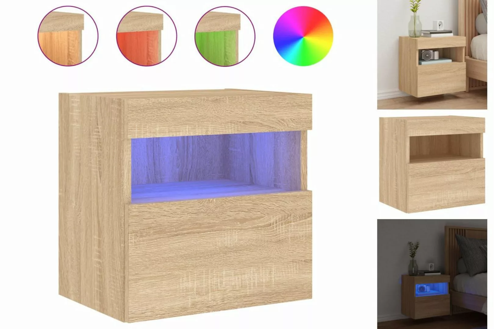 vidaXL Hängeschrank Hängeschrank Wandschrank mit LED Leuchten Sonoma Eiche günstig online kaufen