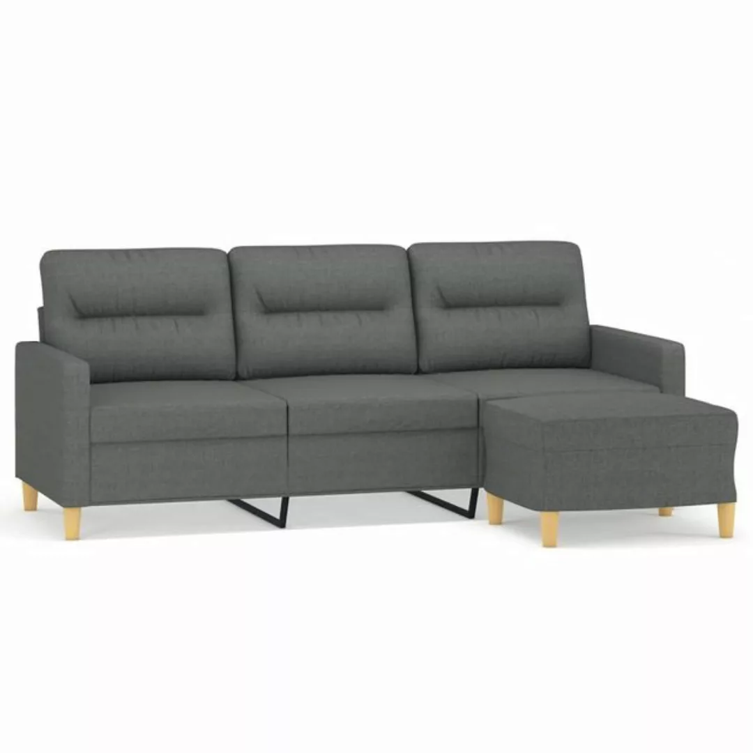 vidaXL Sofa 3-Sitzer-Sofa mit Hocker 180 cm Stoff, Schwarz günstig online kaufen