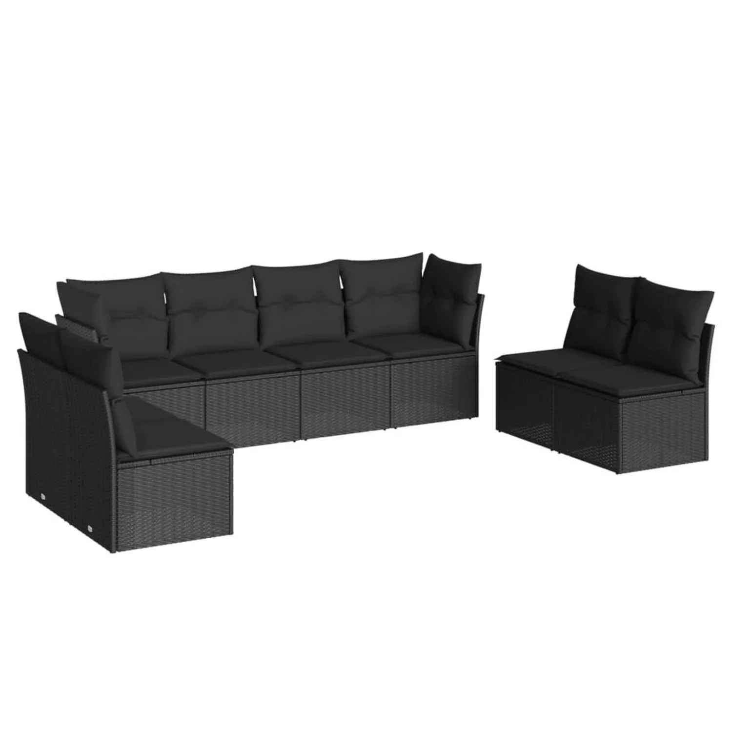 vidaXL 8-tlg Garten-Sofagarnitur mit Kissen Schwarz Poly Rattan Modell 51 günstig online kaufen