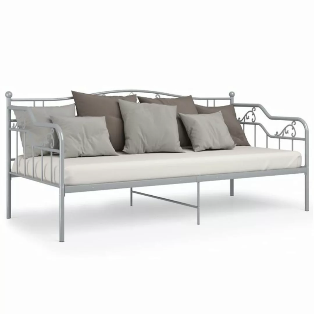 vidaXL Bettgestell Schlafsofa Bettgestell Grau Metall 90x200 cm Einzelbett günstig online kaufen