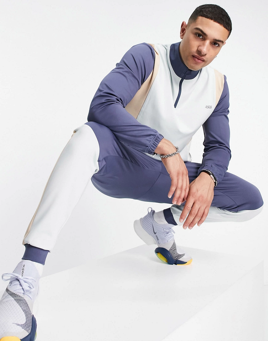 ASOS 4505 – Sport-Sweatshirt mit kontrastierenden Einsätzen und kurzem Reiß günstig online kaufen