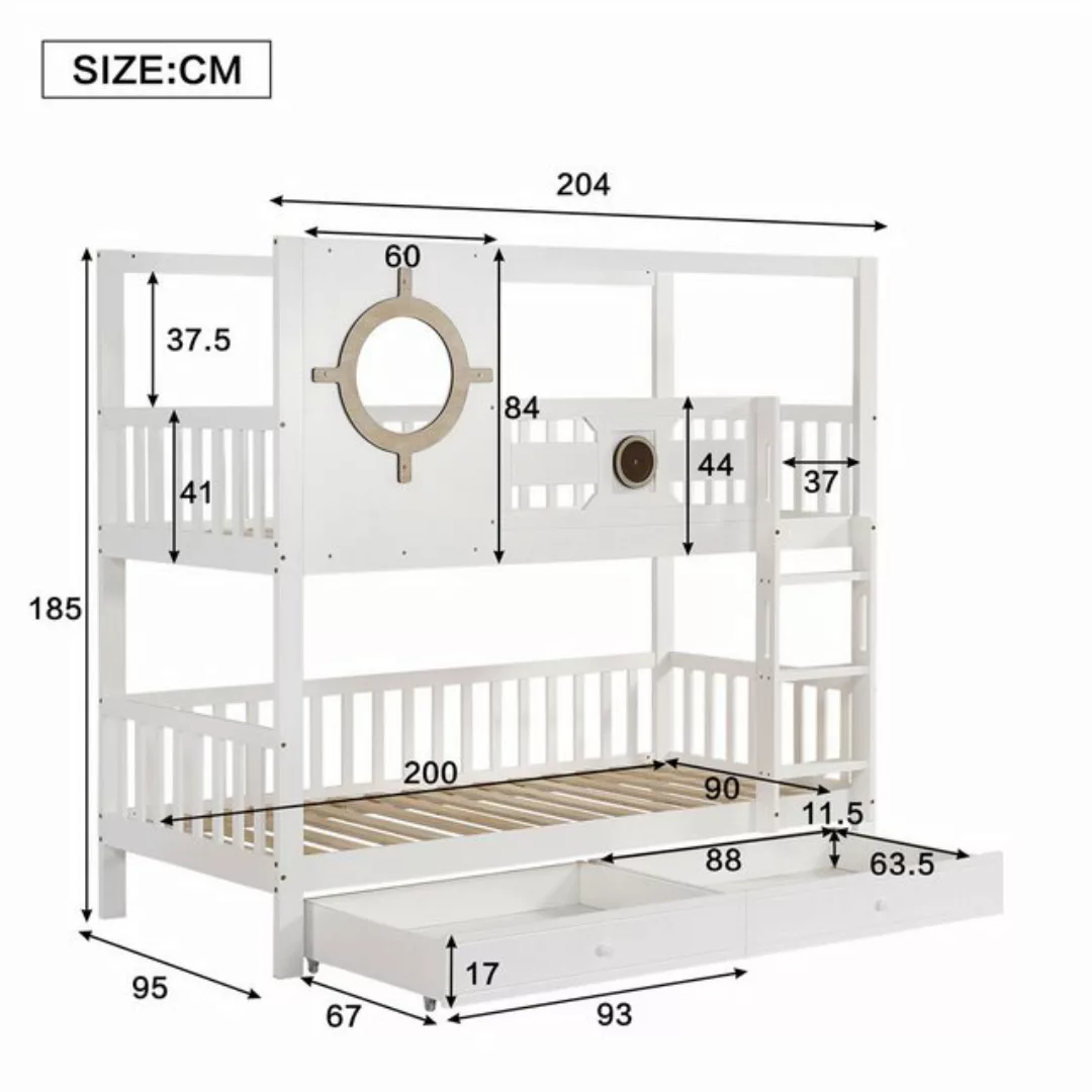 autolock Etagenbett Etagenbett, mit Dach und Fenster, Kinderbett, 90x200cm günstig online kaufen