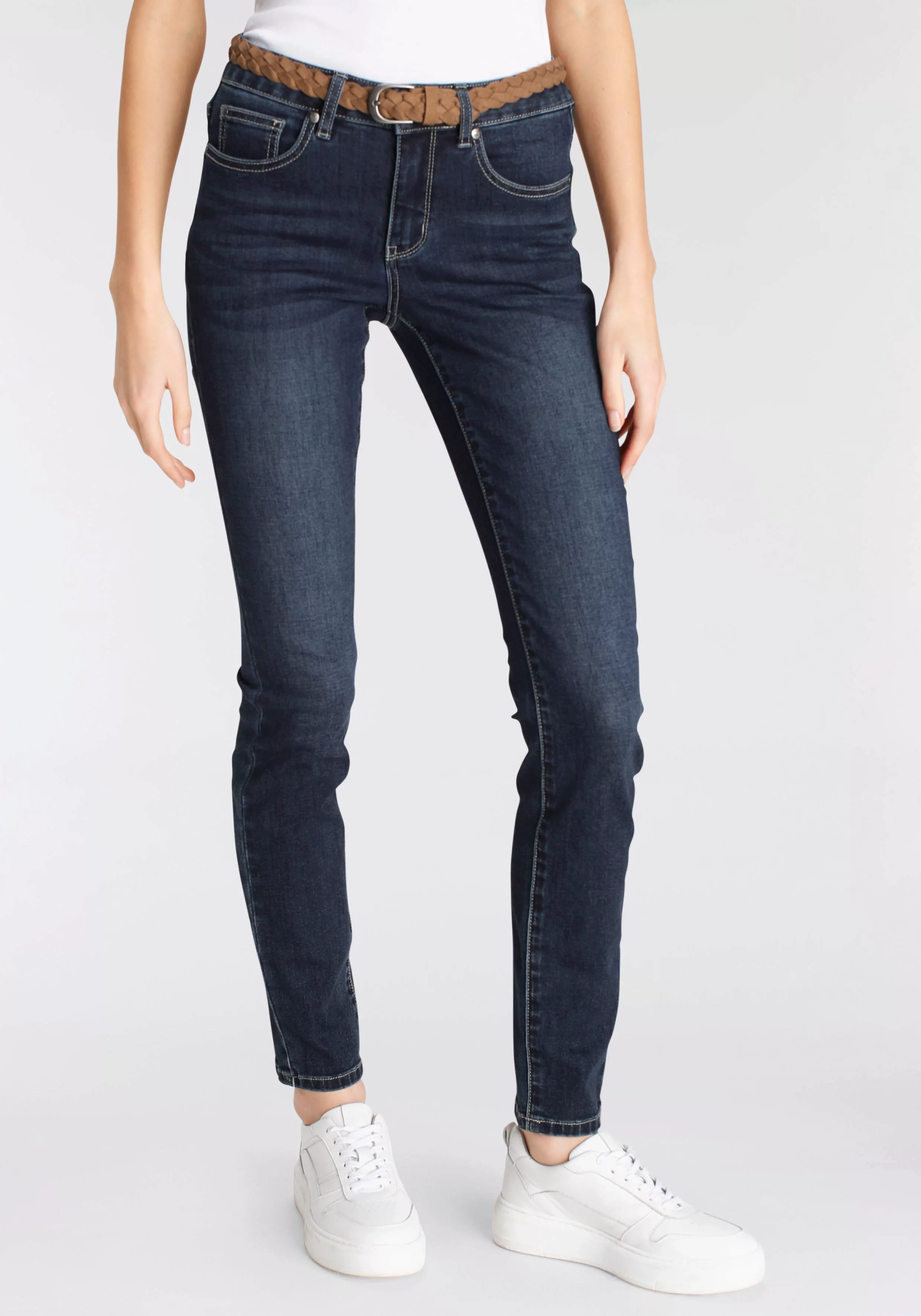 DELMAO Slim-fit-Jeans, (Set, 2 tlg., mit Gürtel) günstig online kaufen