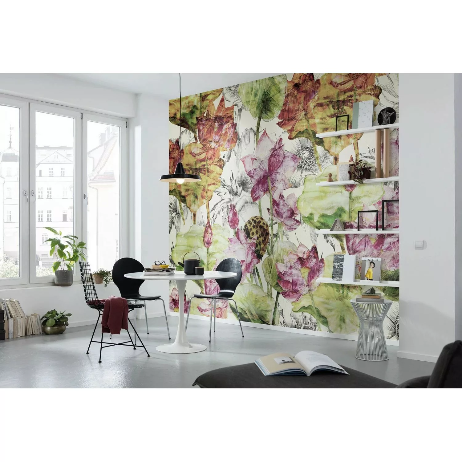 Sanders & Sanders Fototapete Lotus Grün und Rosa 368 x 248 cm 612329 günstig online kaufen