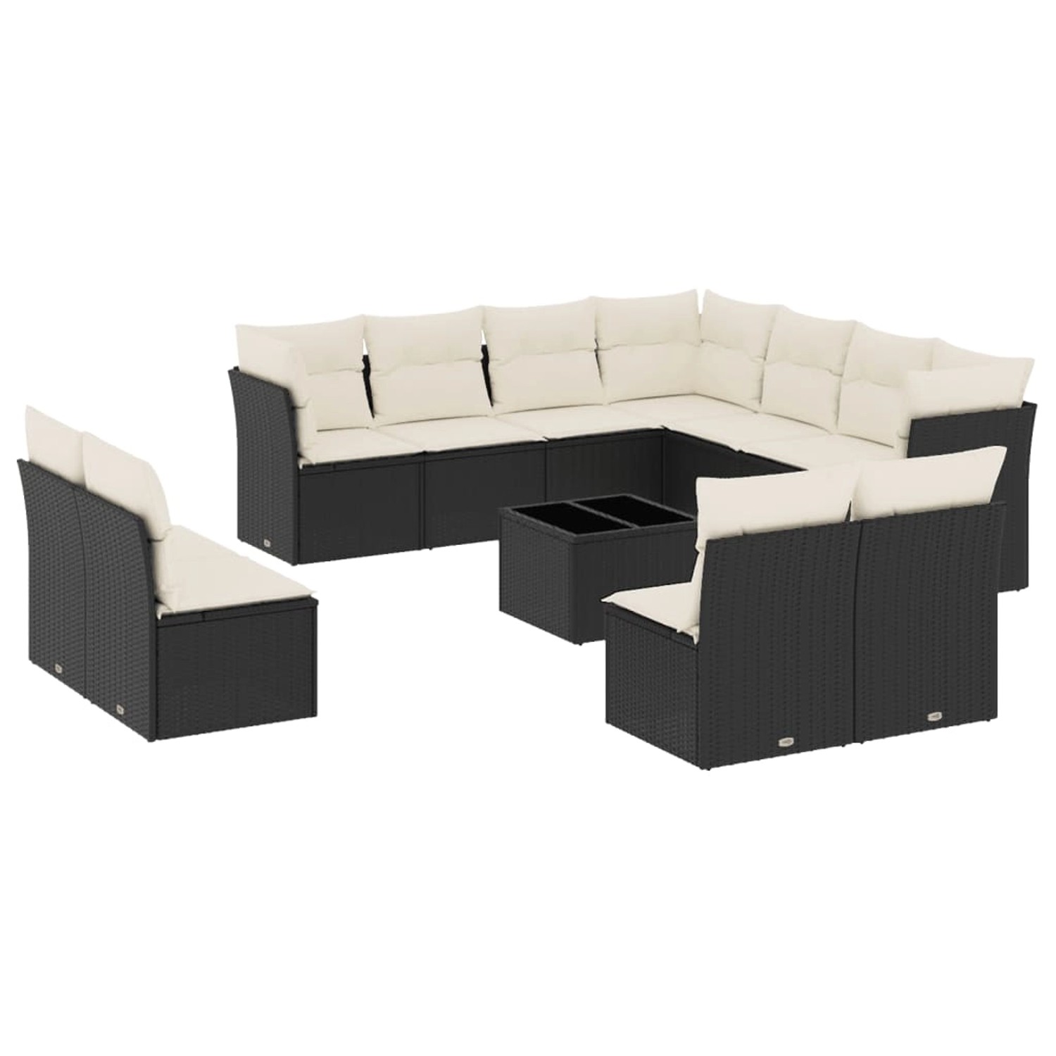 vidaXL 12-Tlg Garten-Sofagarnitur mit Kissen Schwarz Poly Rattan 3217826 günstig online kaufen