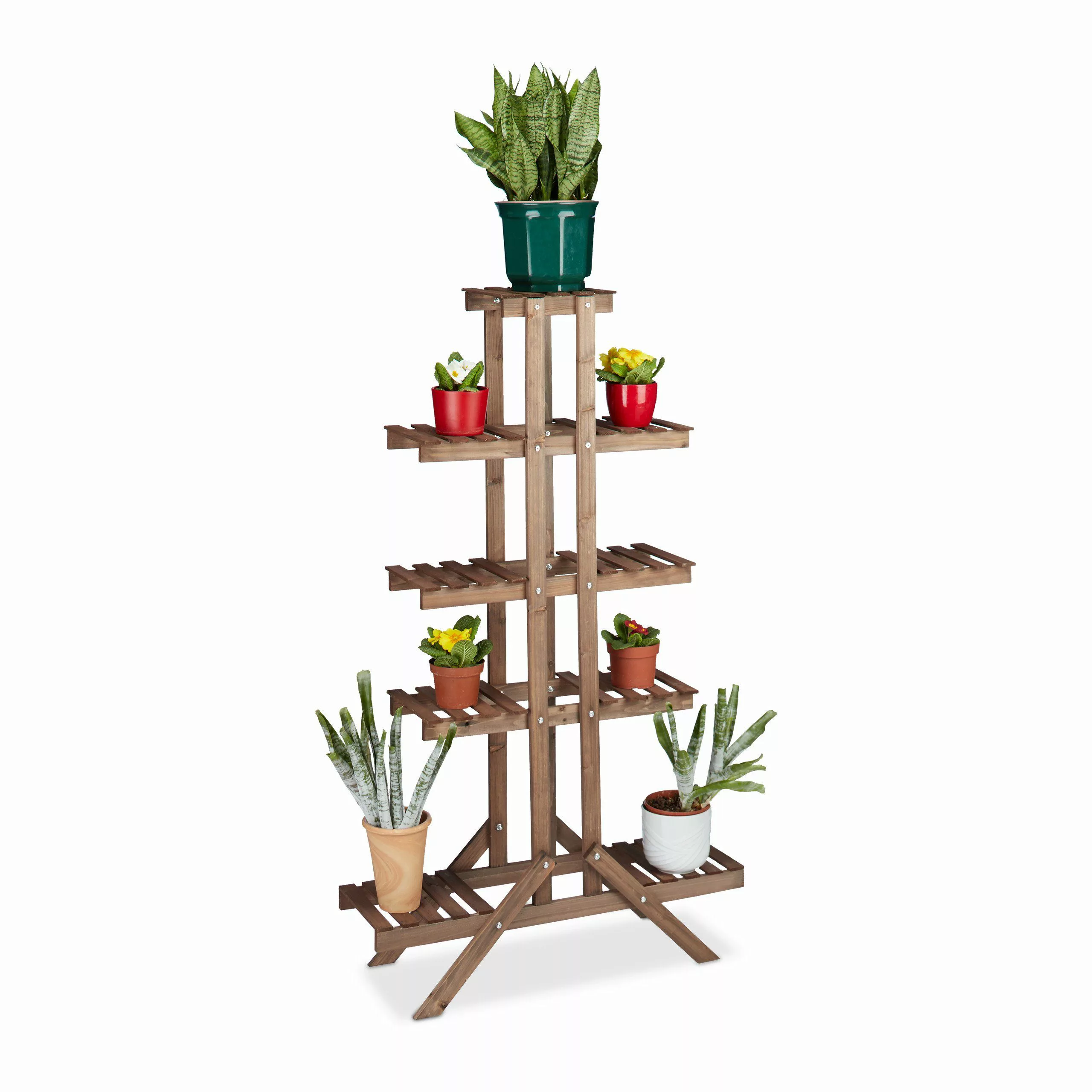 relaxdays Blumenständer Blumentreppe 5 Ebenen, Schokobraun günstig online kaufen