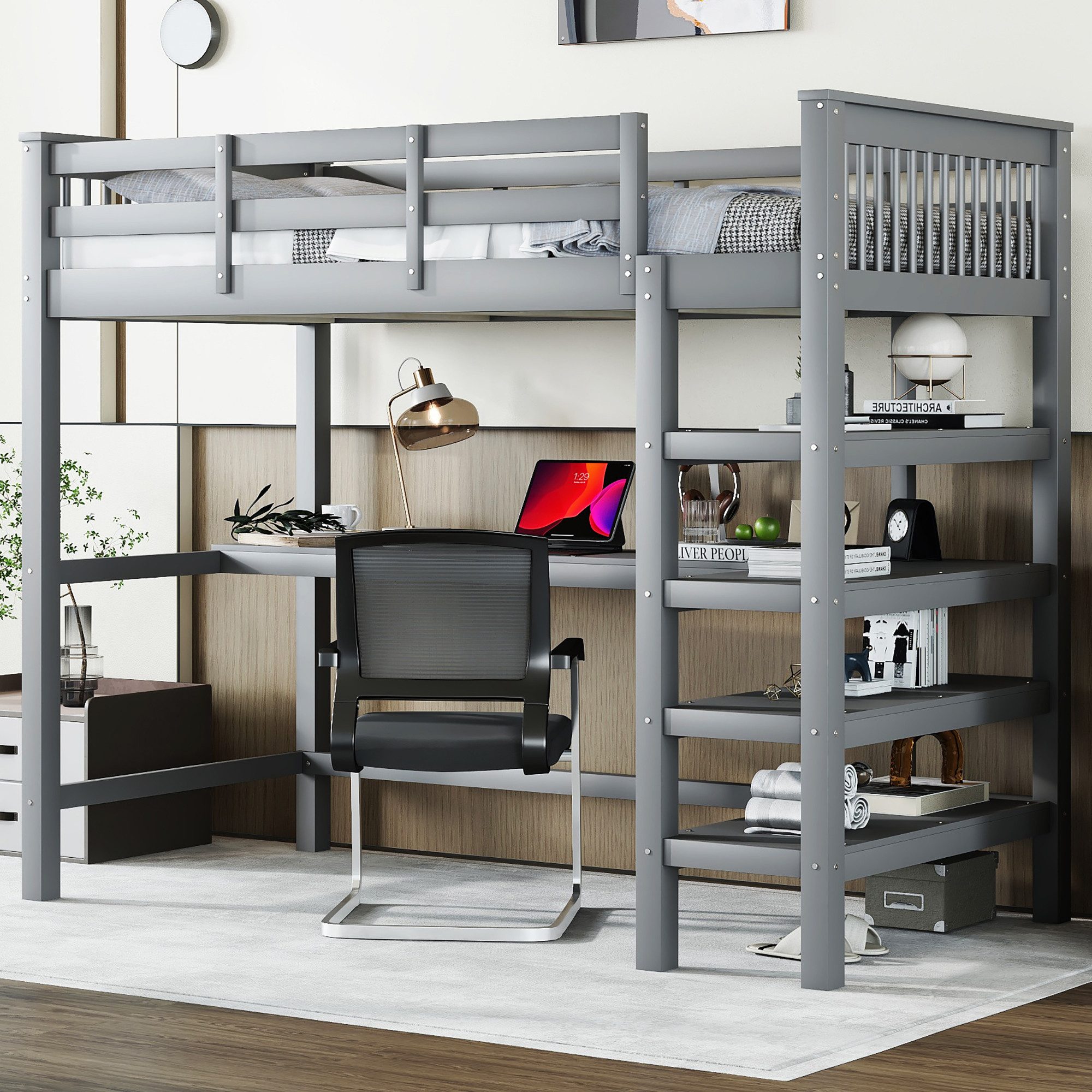 STILVORA Hochbett 90x200 mit schreibtisch,Kinderbett mit günstig online kaufen