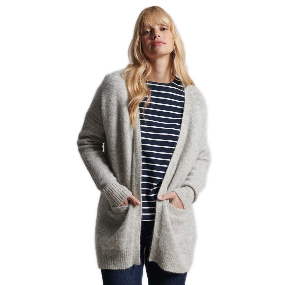 Superdry Studios Long Strickjacke M Pale Grey Marl günstig online kaufen