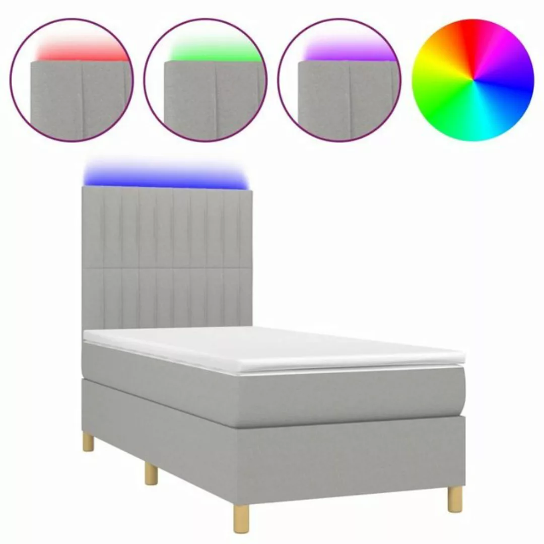 vidaXL Boxspringbett Boxspringbett mit Matratze LED Hellgrau 100x200 cm Sto günstig online kaufen