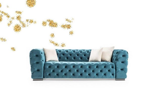 Xlmoebel Sofa Luxuriöses blaues Wohnzimmer-Sofa mit 4 Sitzplätzen im, Herge günstig online kaufen