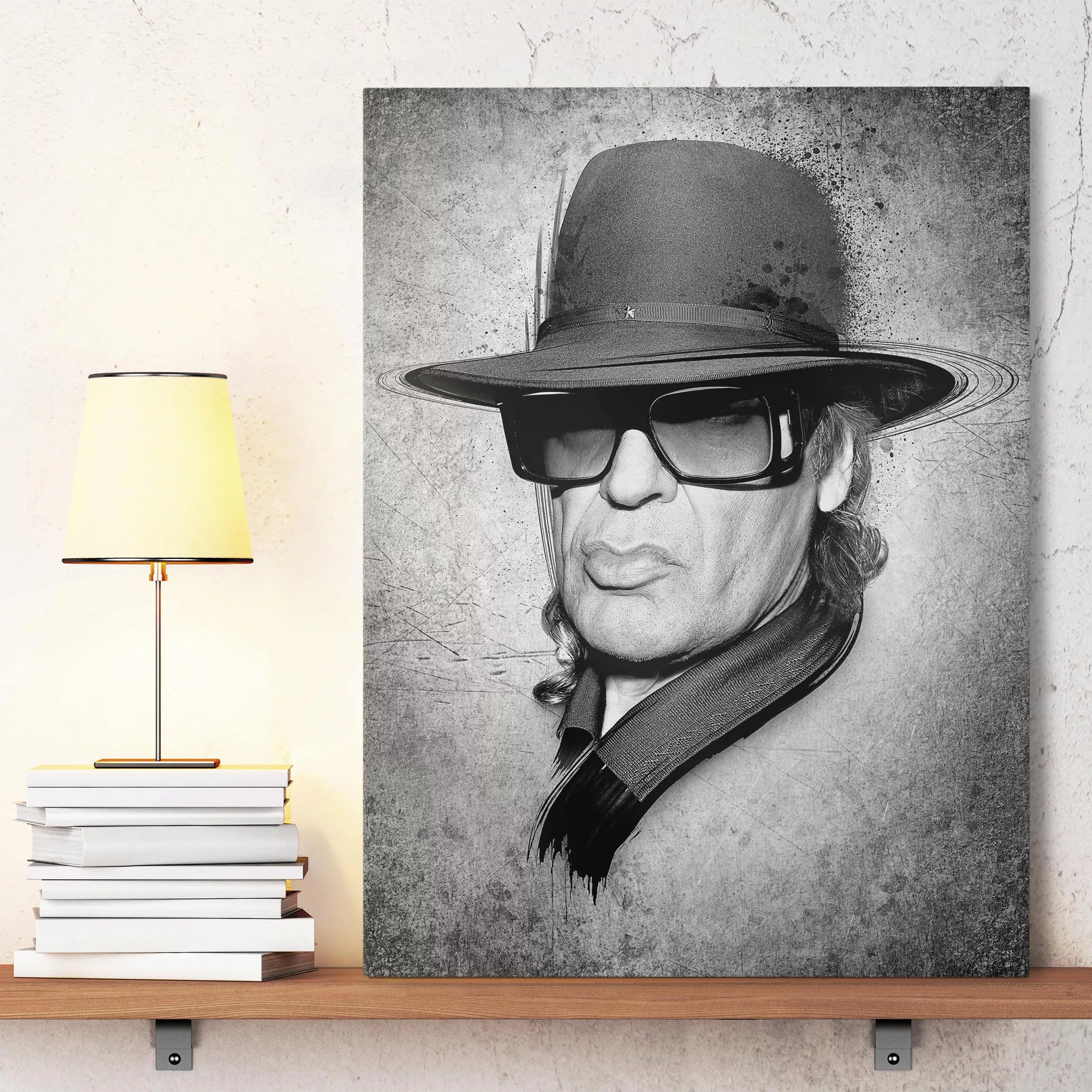 Leinwandbild Schwarz-Weiß Artists 4 Viva con Agua - Udo Lindenberg - Strass günstig online kaufen