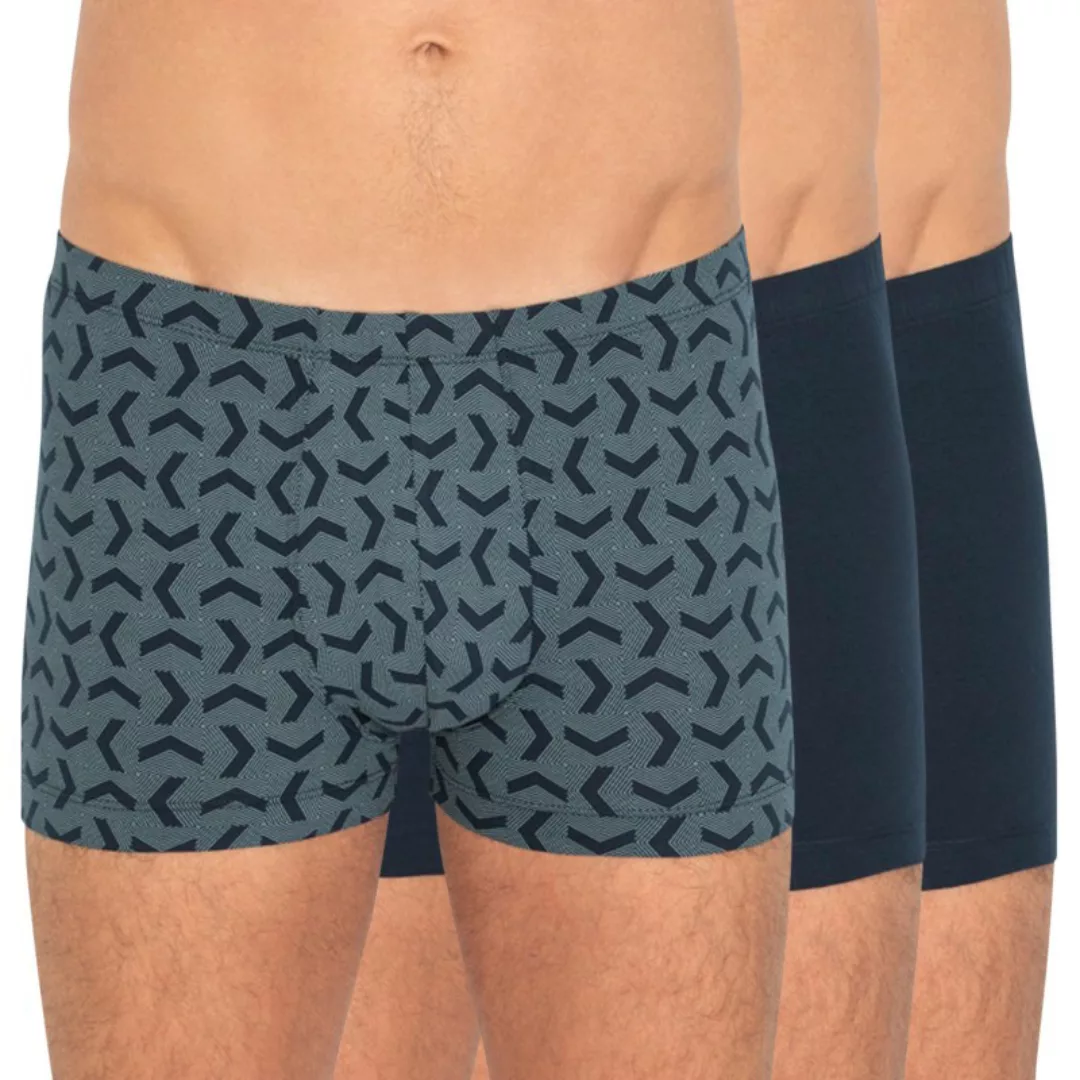 Schiesser 3-er Set Trunks Dunkelblau & Blau gemustert günstig online kaufen