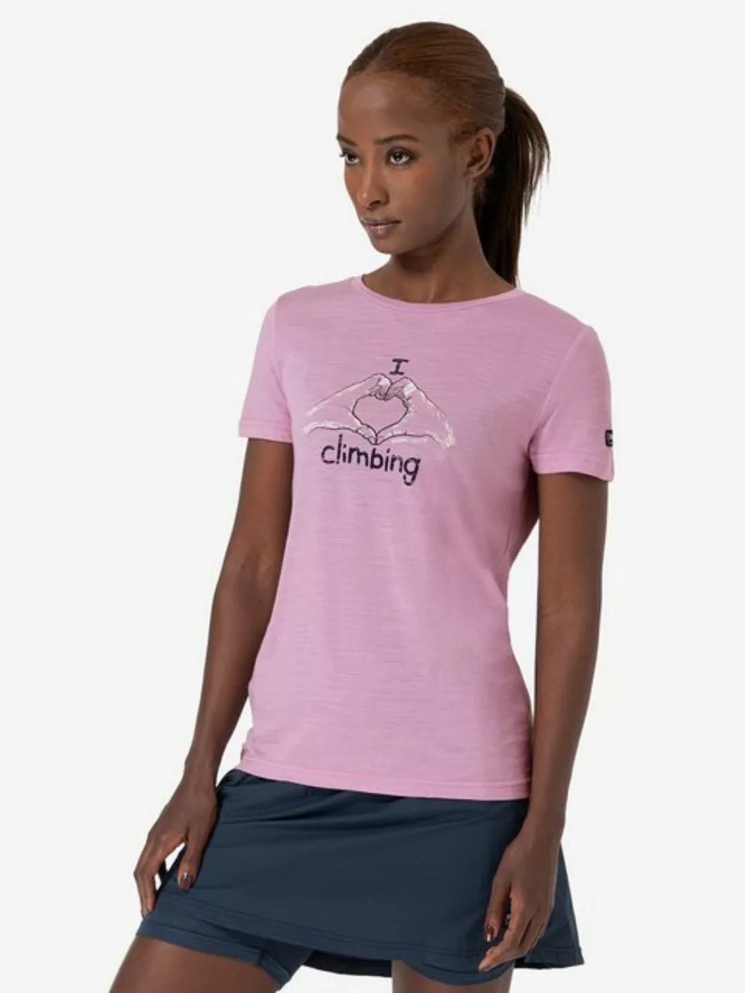 SUPER.NATURAL T-Shirt für Damen, Merino I LOVE CLIMBING Kletter Motiv, akti günstig online kaufen