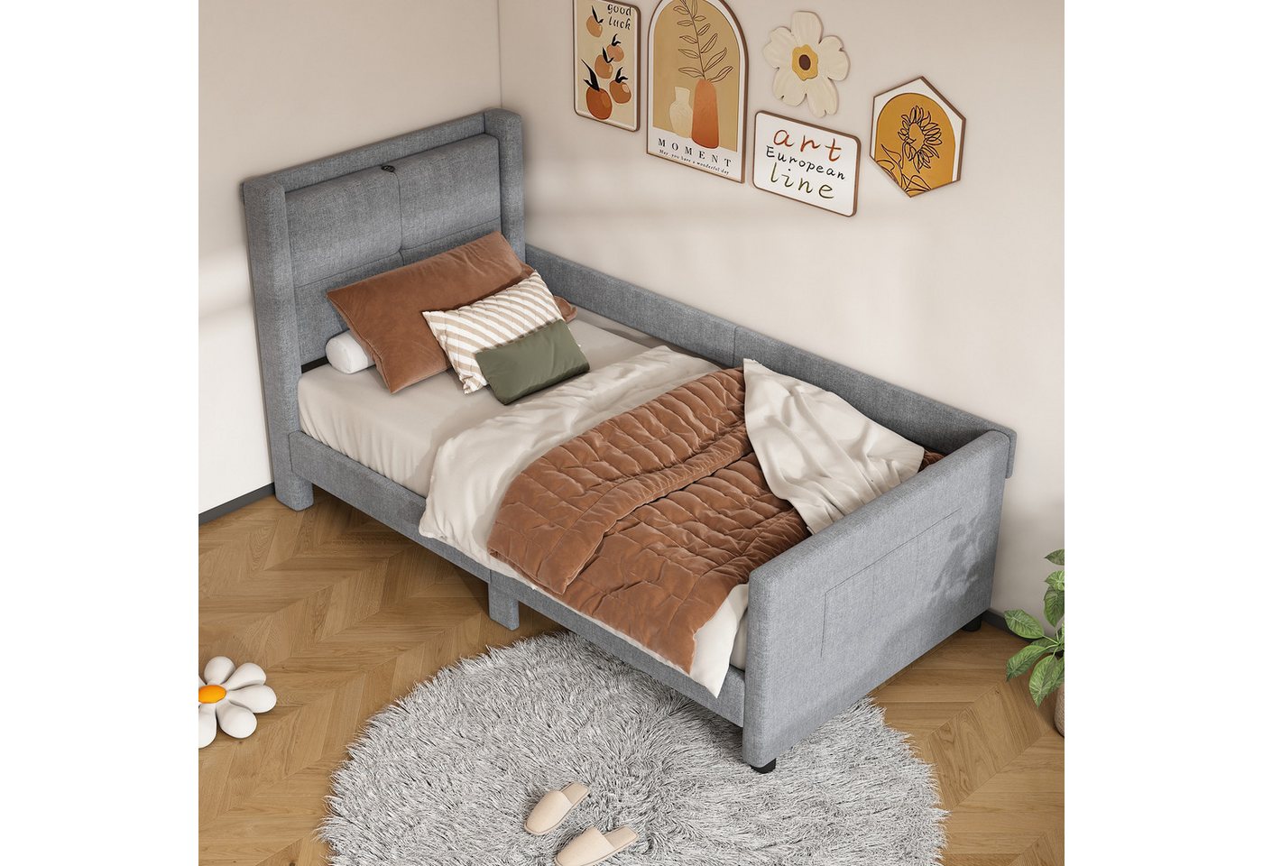 REDOM Polsterbett Einzelbett Kinderbett, mit USB-Anschluss (minimalistische günstig online kaufen