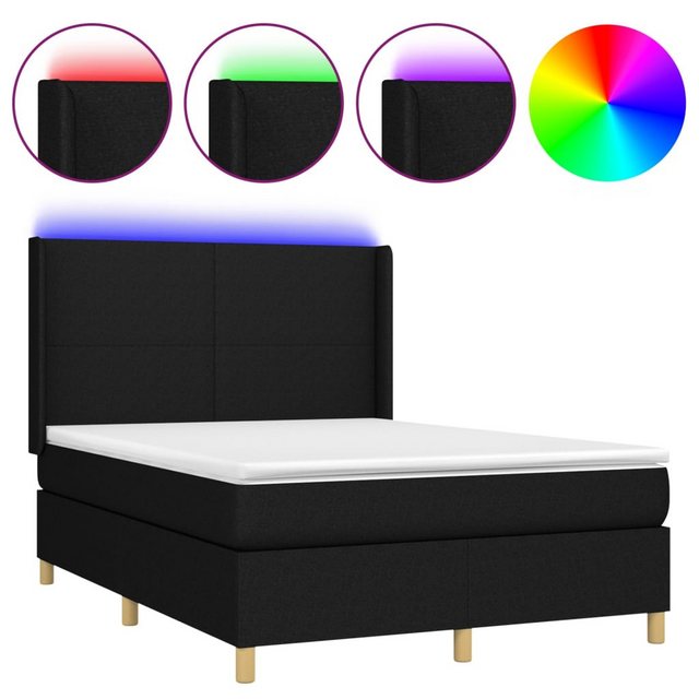 vidaXL Boxspringbett Bett Boxspringbett mit Matratze und LED Stoff (140 x 1 günstig online kaufen