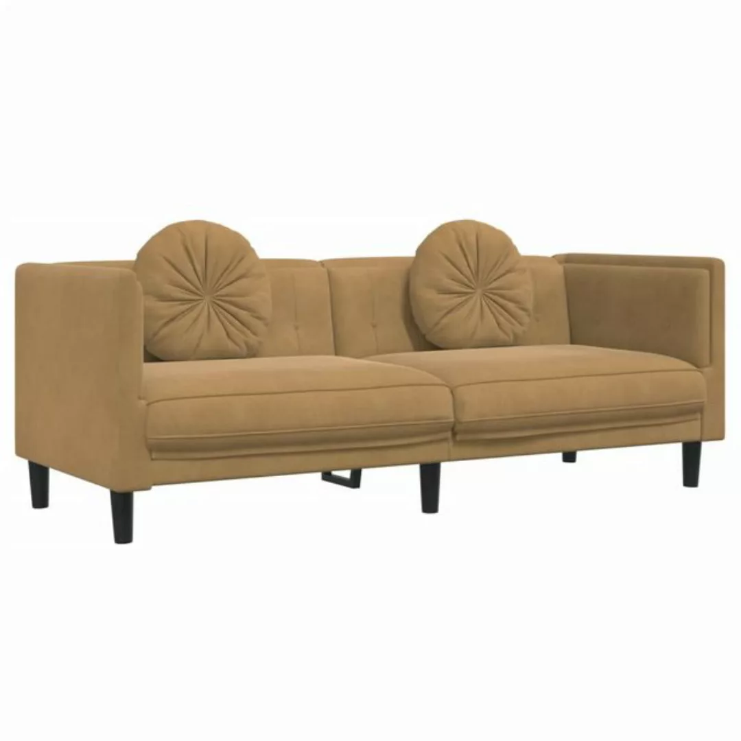 vidaXL Sofa Sofa mit Kissen 3-Sitzer Braun Samt günstig online kaufen