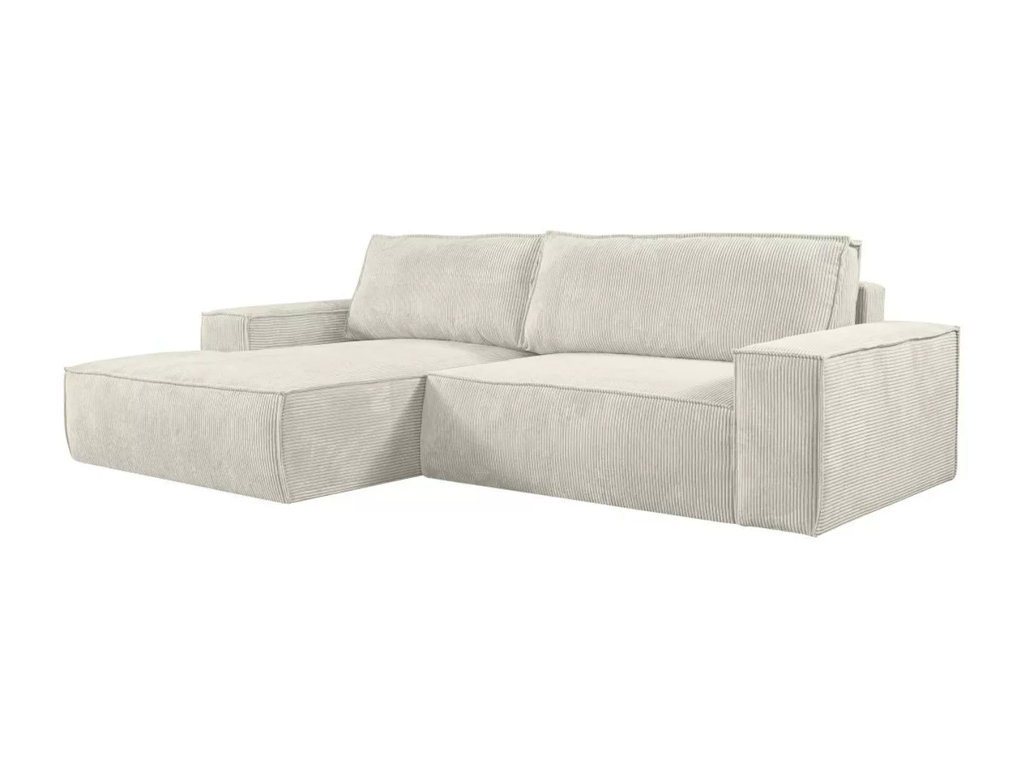 Ecksofa mit Schlaffunktion - Ecke Links - Kord - Beige - AMELIA günstig online kaufen