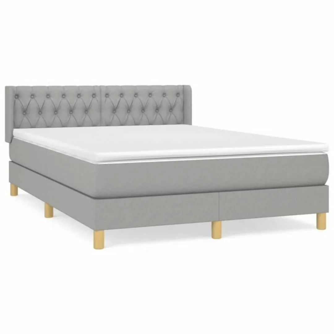 furnicato Bett Boxspringbett mit Matratze Hellgrau 140x190 cm Stoff (1-tlg) günstig online kaufen