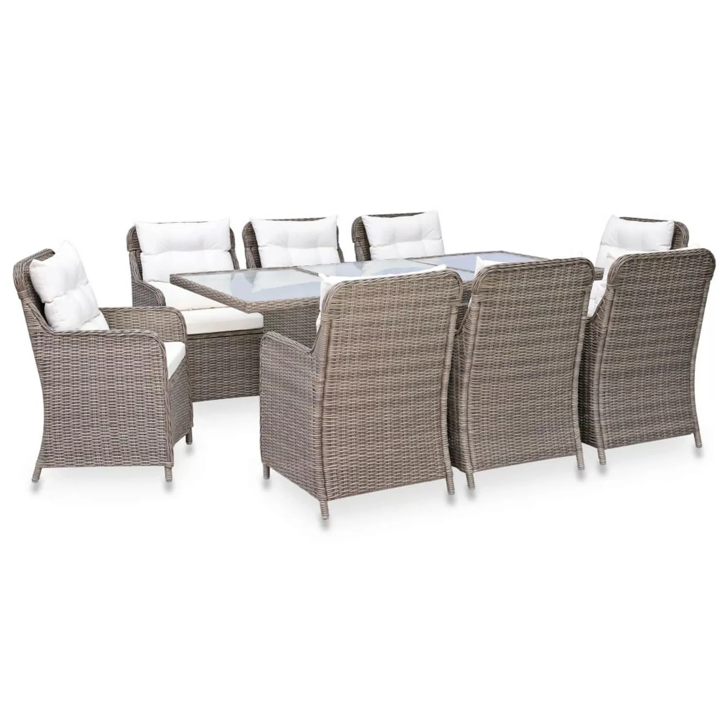 9-tlg. Garten-essgruppe Poly Rattan Braun günstig online kaufen