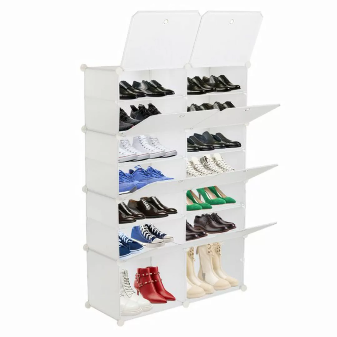 OBOSOE Schuhschrank Kunststoff Schuhablage mit 14 Fächer und 2 Reihen günstig online kaufen