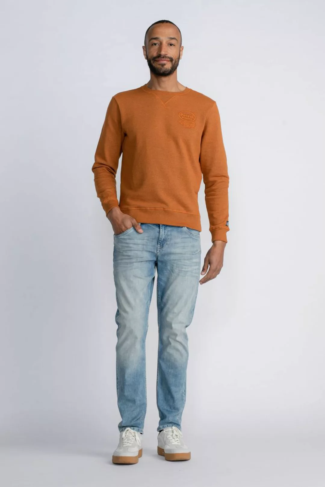 Petrol Sweater Austin Melange Gelb - Größe L günstig online kaufen