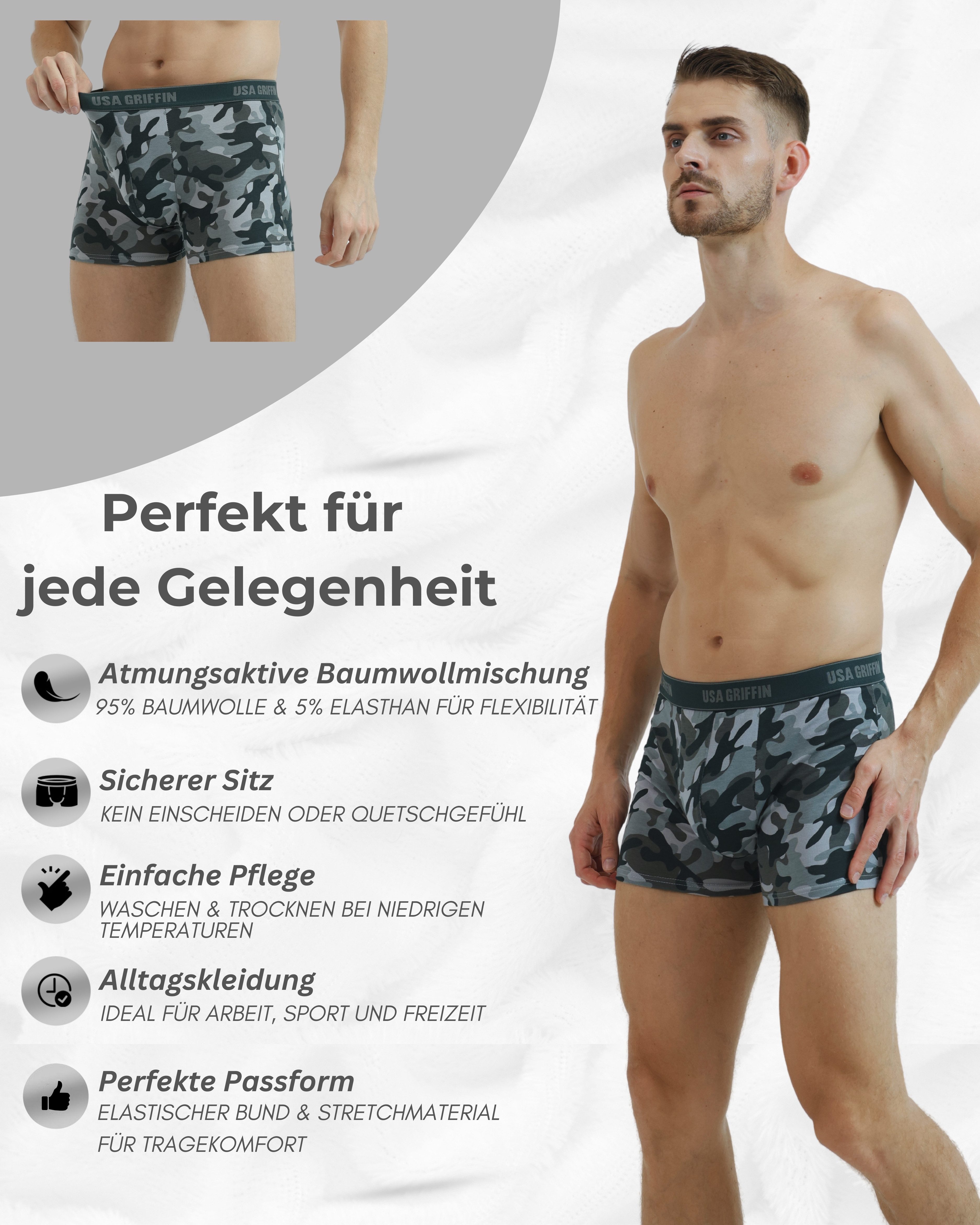 USA Griffin Boxershorts Herren Unterhosen (SET, günstig online kaufen