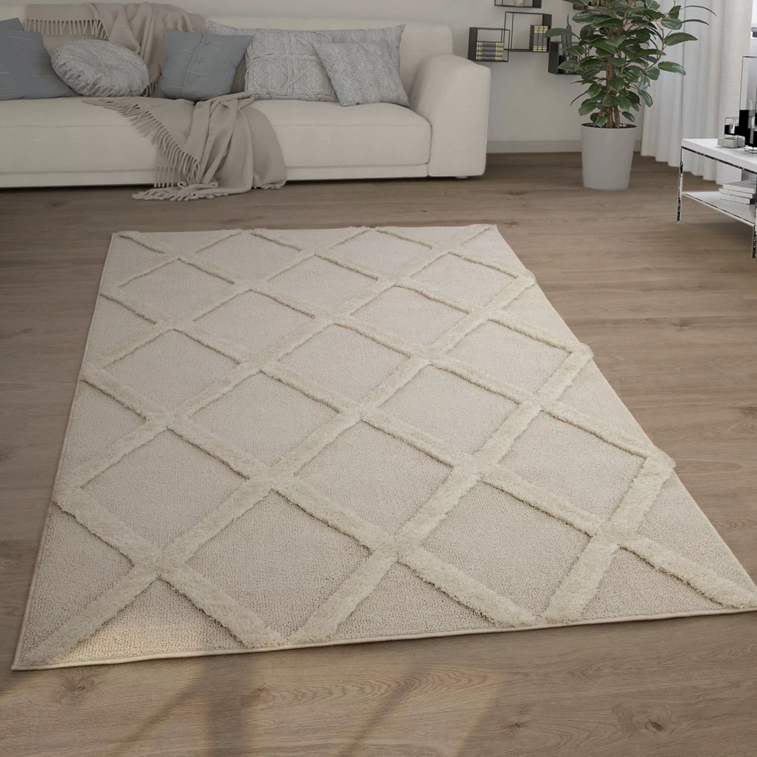 Paco Home Hochflor-Teppich »Genua 745«, rechteckig, 34 mm Höhe, Uni-Farben, günstig online kaufen