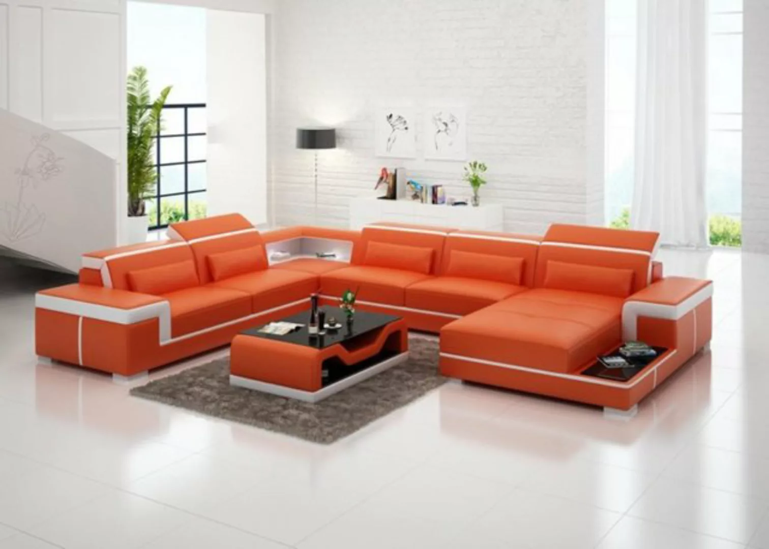 JVmoebel Ecksofa Sofa U-Form Ledersofa Couch Wohnlandschaft Garnitur, Made günstig online kaufen