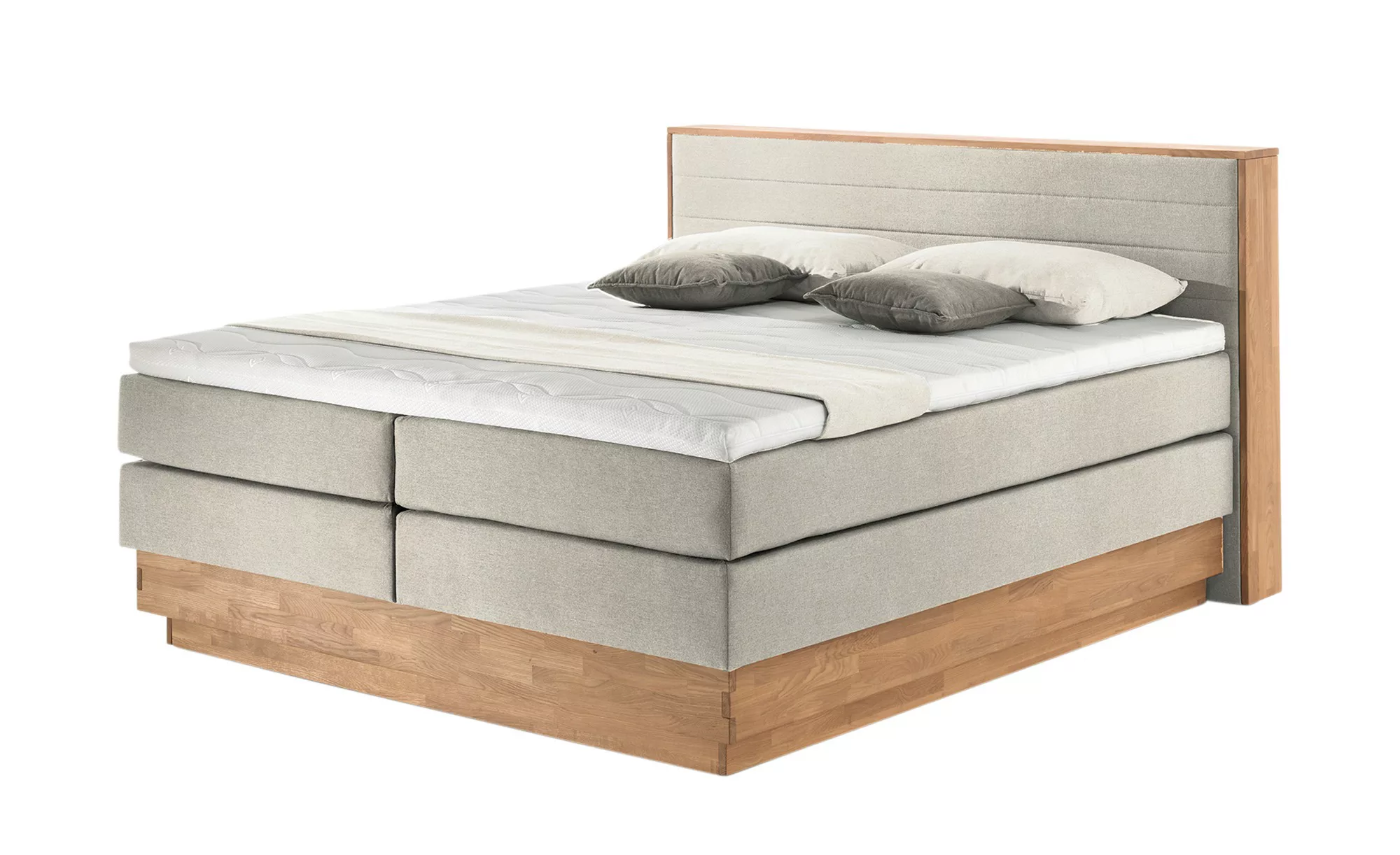 uno Massivholz-Boxspringbett mit Bettkasten - beige - 204 cm - 113 cm - Bet günstig online kaufen