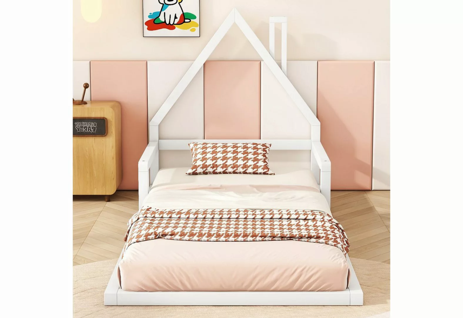 Flieks Massivholzbett, Kinderbett Hausbett Einzelbett 90x200cm Kiefernholz günstig online kaufen