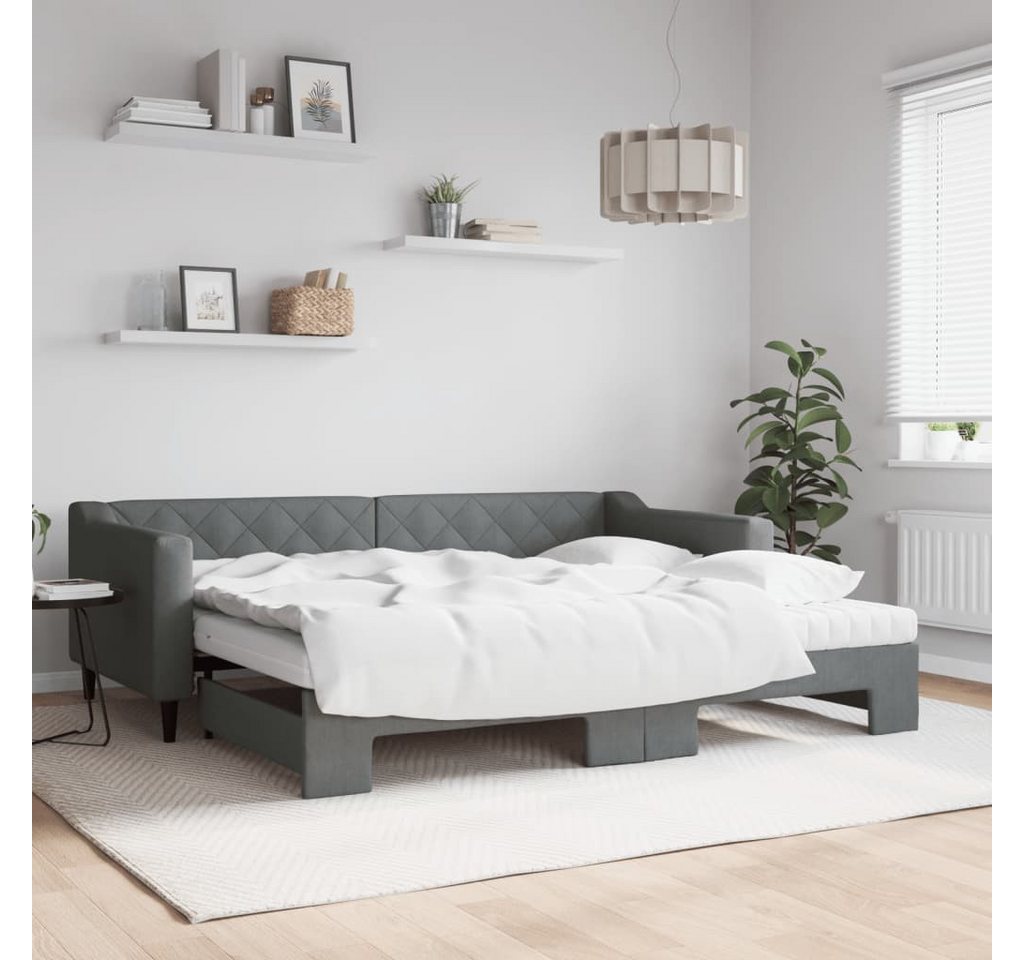 vidaXL Tagesbett Ausziehbar mit Matratzen Dunkelgrau 90x200 cm Stoff1846534 günstig online kaufen