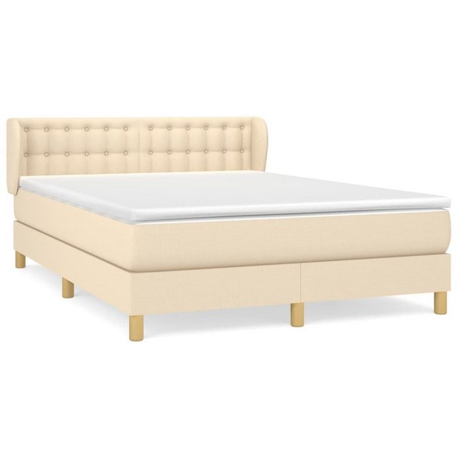 vidaXL Boxspringbett Boxspringbett mit Matratze Creme 140x200 cm Stoff Bett günstig online kaufen