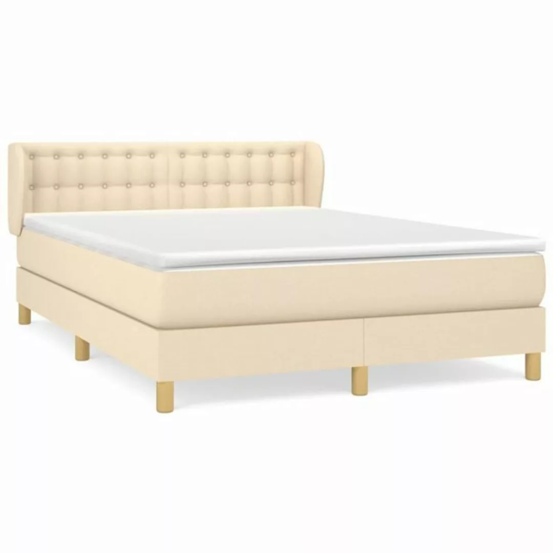 vidaXL Boxspringbett Boxspringbett mit Matratze Creme 140x200 cm Stoff Bett günstig online kaufen