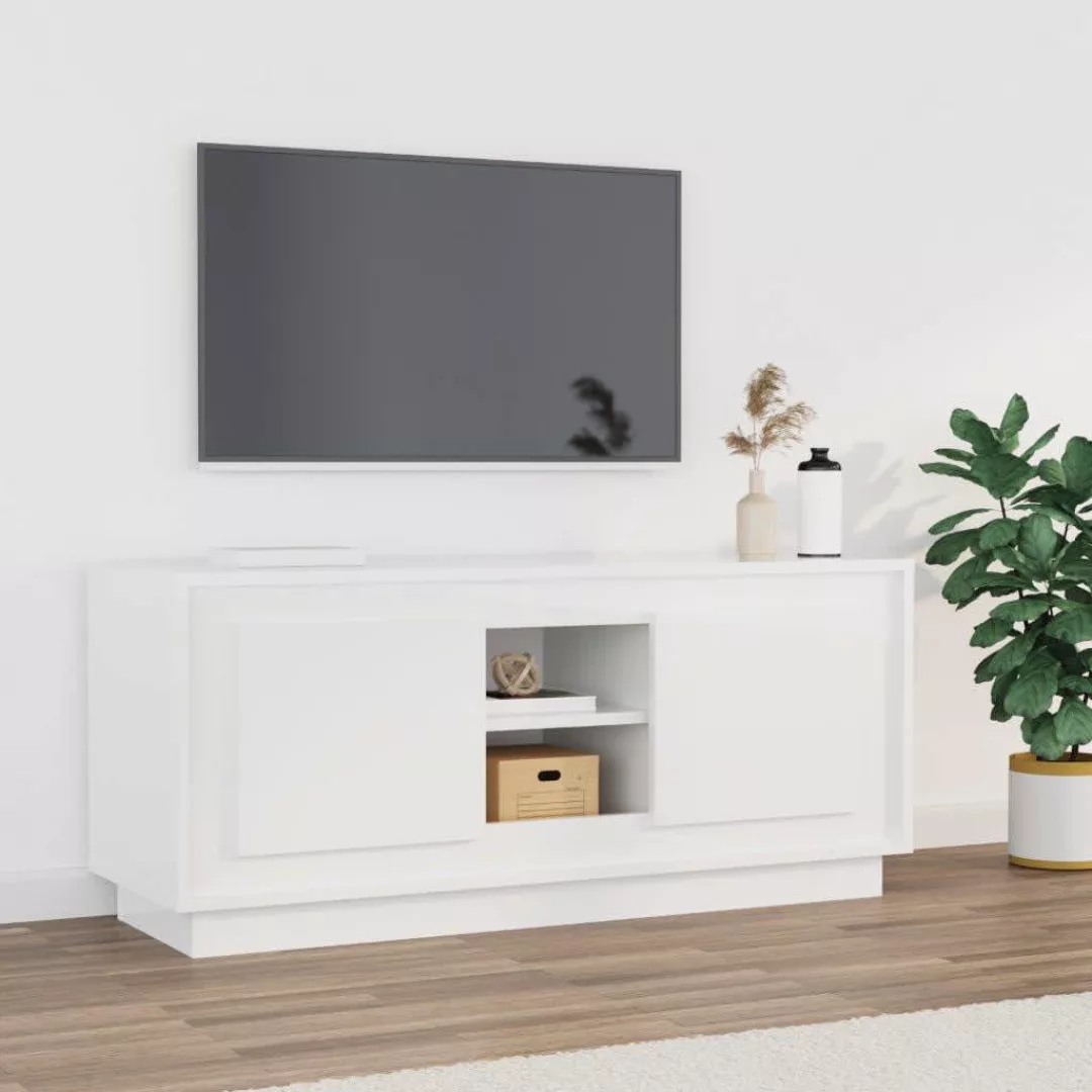 Vidaxl Tv-schrank Hochglanz-weiß 102x35x45 Cm Holzwerkstoff günstig online kaufen