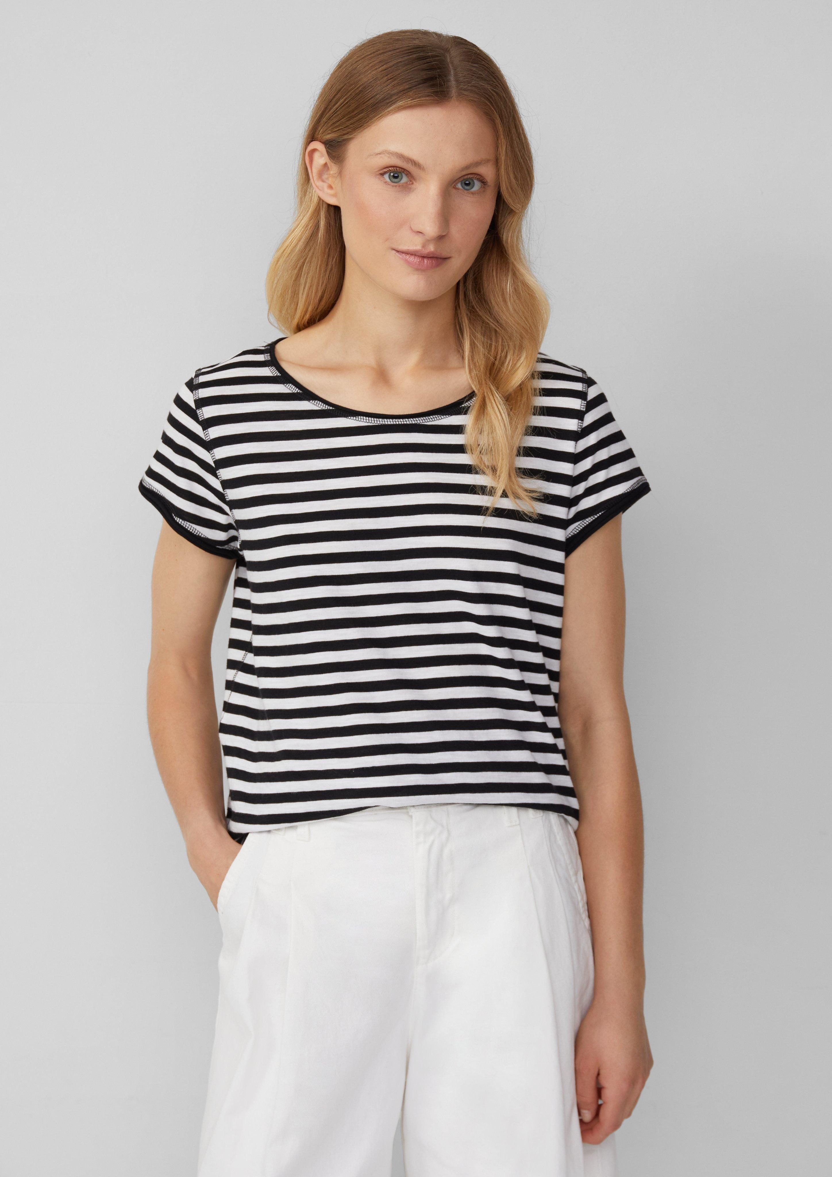 s.Oliver Kurzarmshirt T-Shirt mit Rollkanten und günstig online kaufen