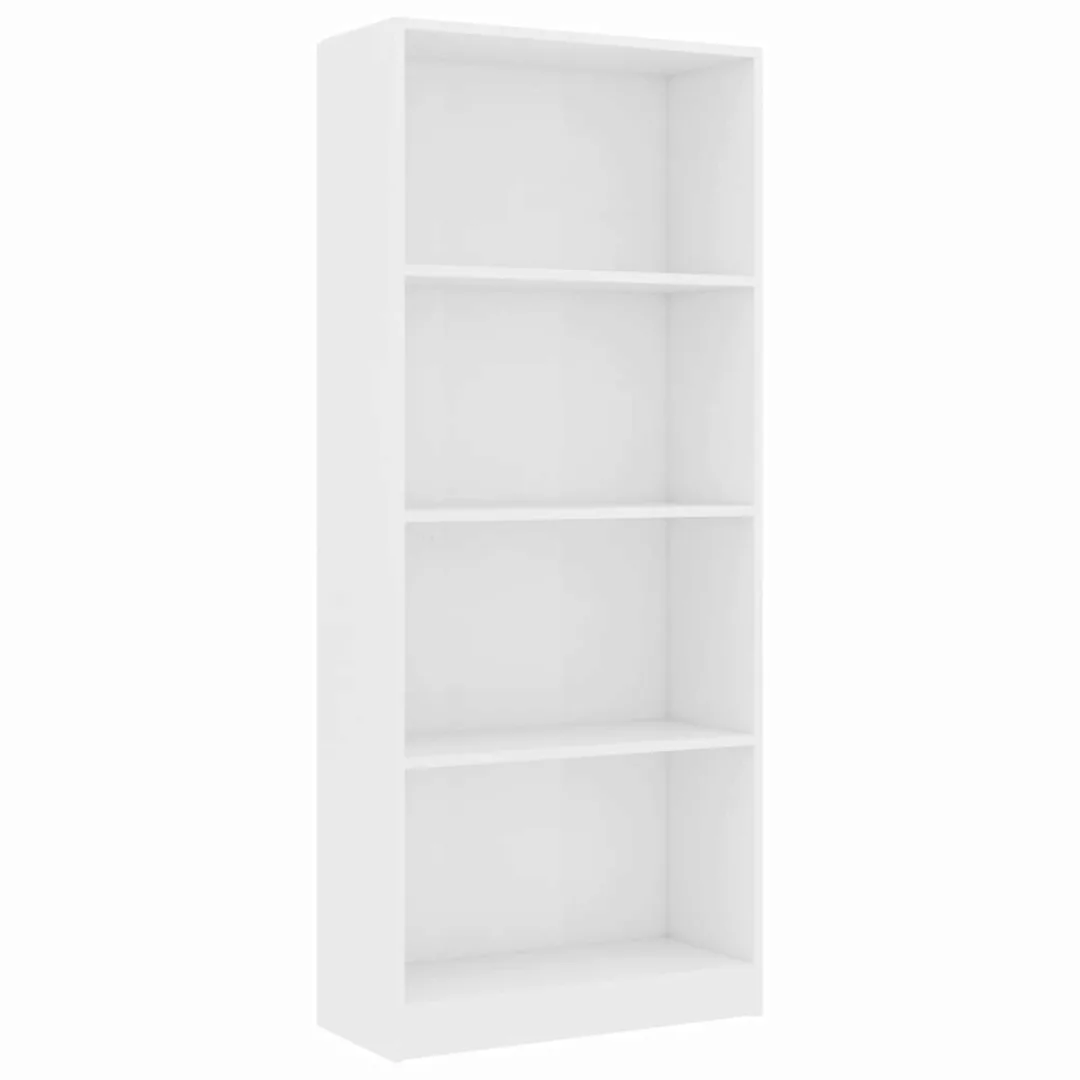 Bücherregal 4 Fächer Weiß 60 X 24 X 142 Cm Spanplatte günstig online kaufen