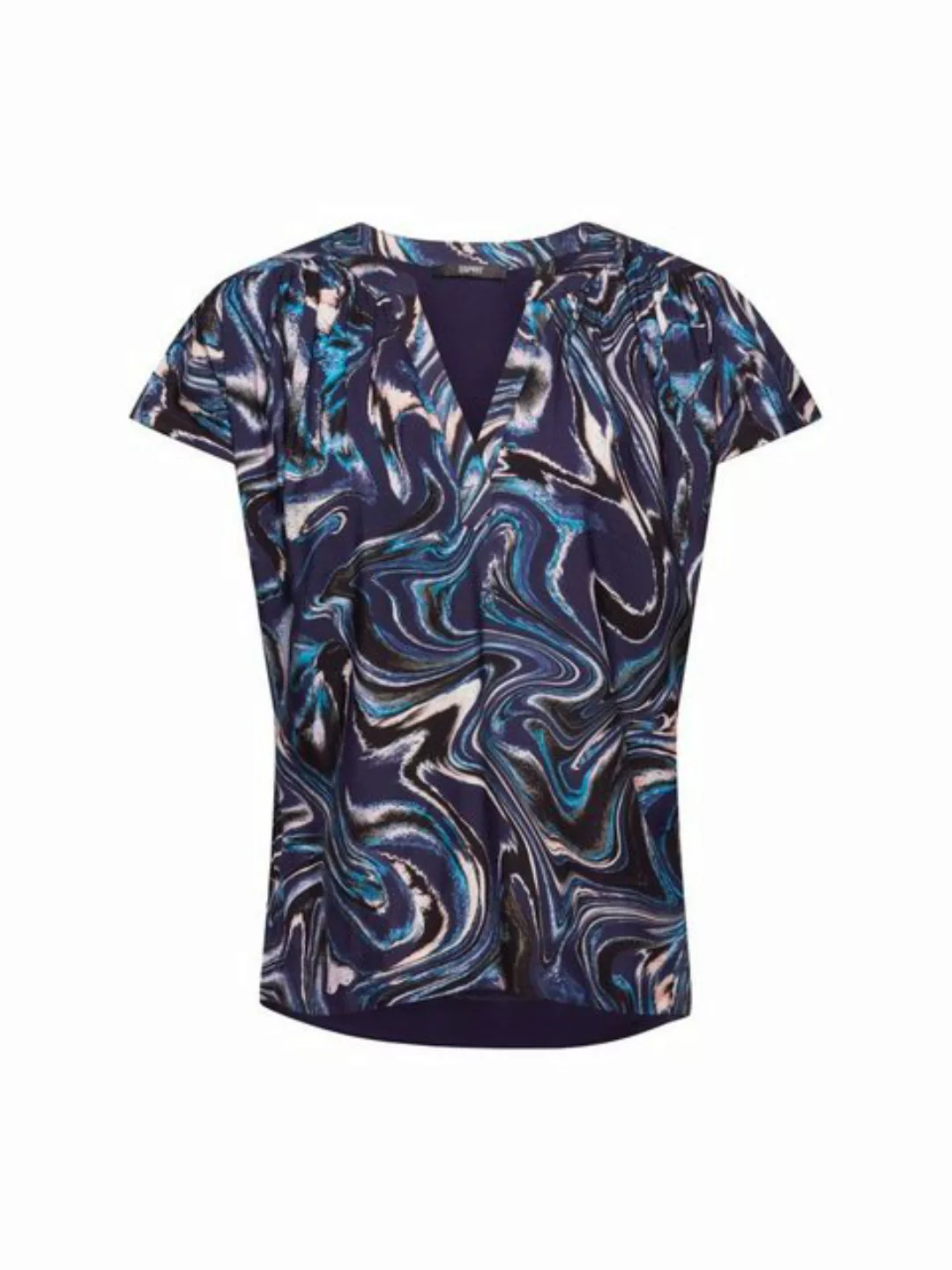 Esprit Collection T-Shirt Gemustertes T-Shirt mit Schlitz am Ausschnitt (1- günstig online kaufen