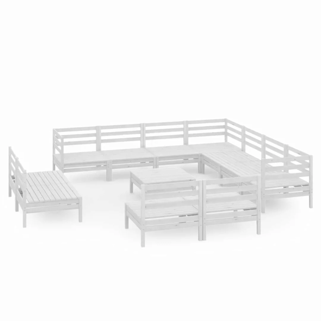 12-tlg. Garten-lounge-set Massivholz Kiefer Weiß günstig online kaufen