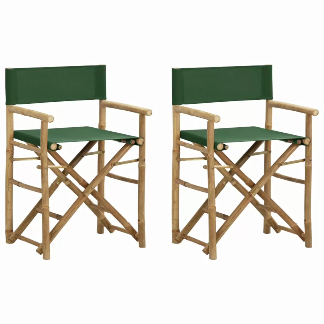 Klappbare Regiestühle 2 Stk. Grün Bambus Und Stoff günstig online kaufen