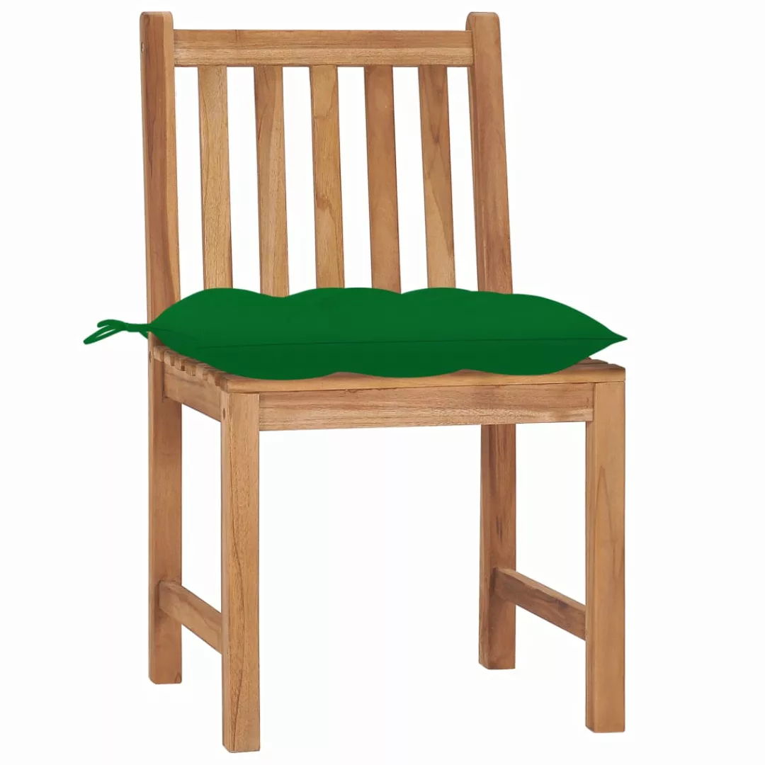 Gartenstühle 2 Stk. Mit Kissen Massivholz Teak günstig online kaufen