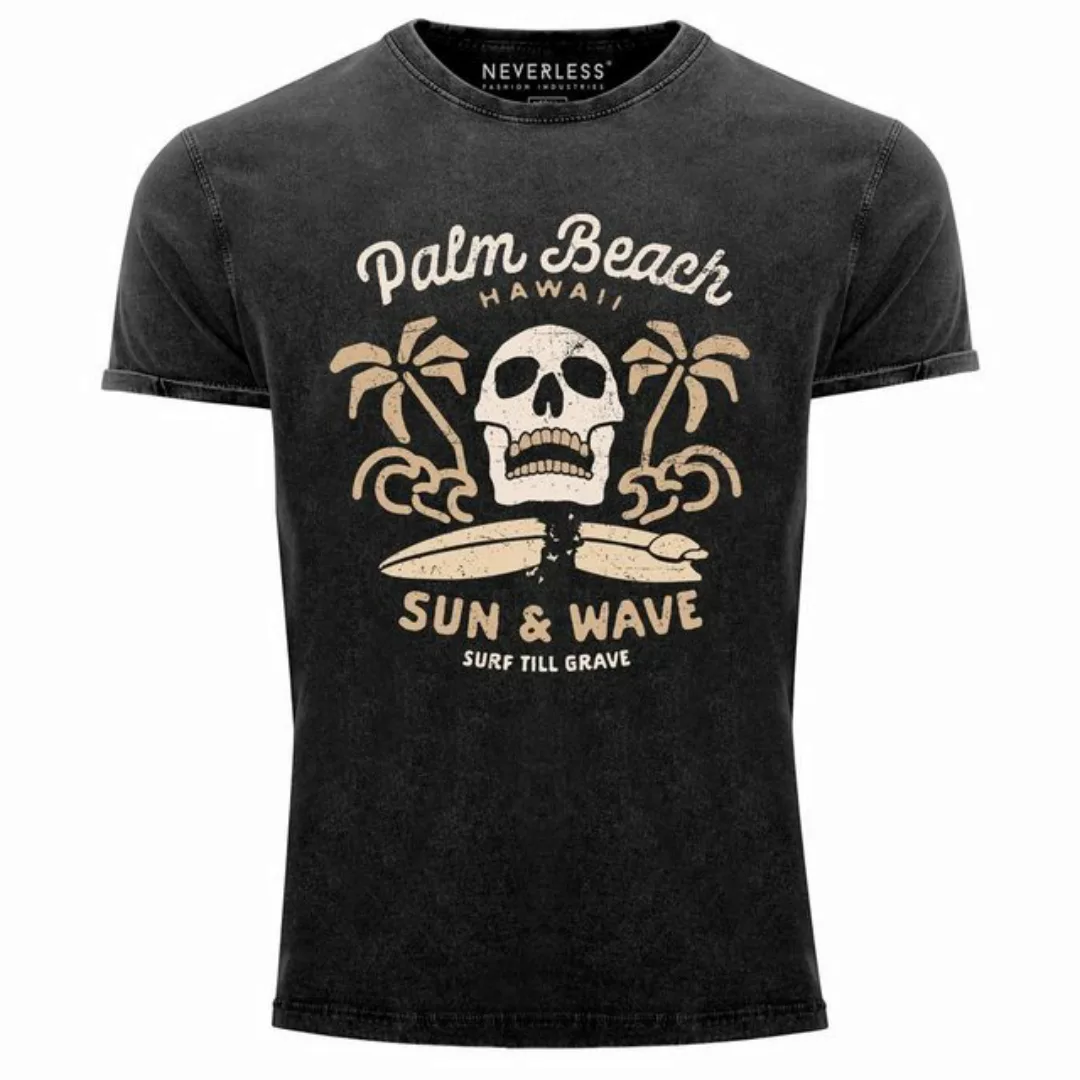 Neverless Print-Shirt Neverless® Herren T-Shirt Surf-Motiv Totenkopf Palm B günstig online kaufen