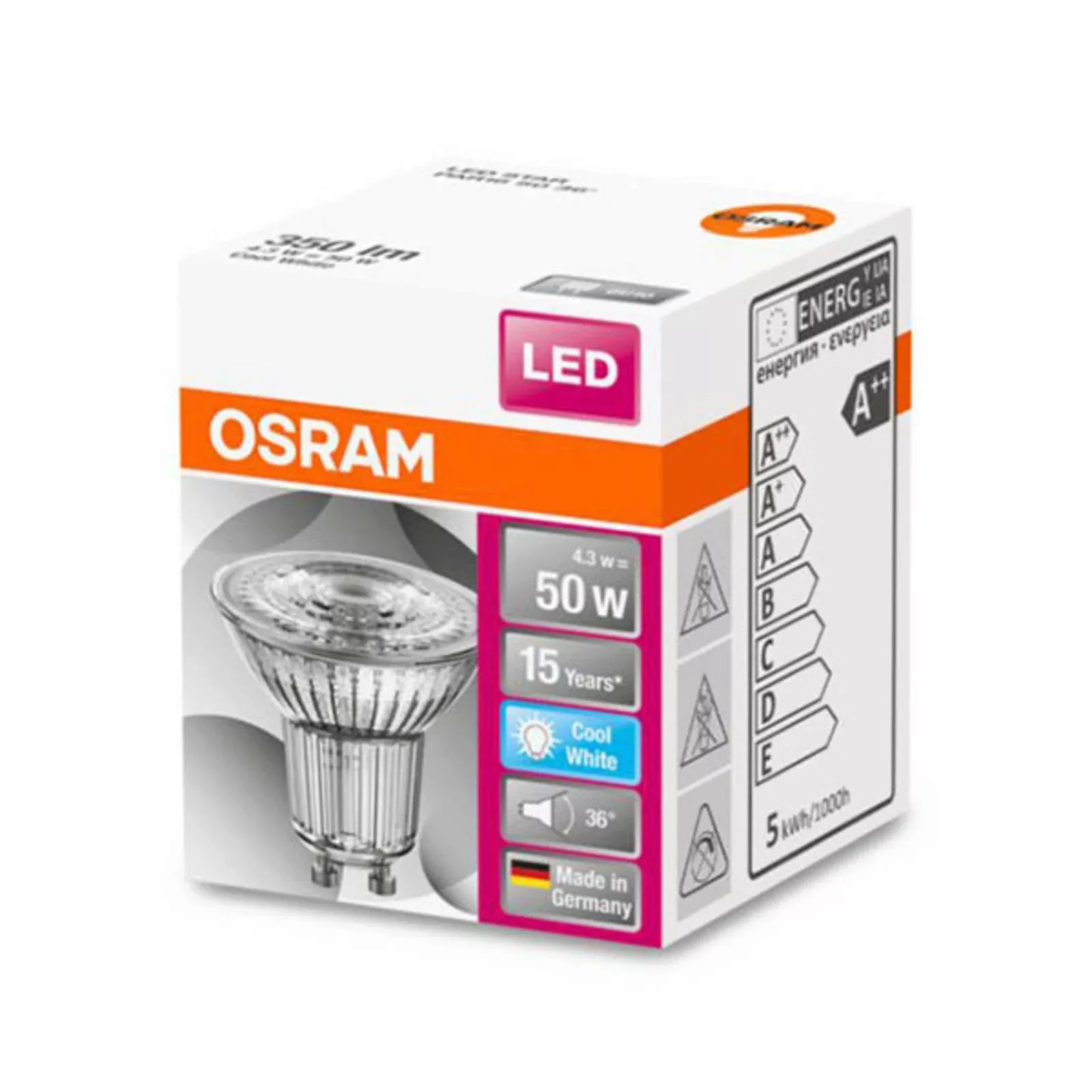 Osram LED-Leuchtmittel GU10 4,3 W Neutralweiß 350 lm EEK: F 5,2 x 5 cm (H x günstig online kaufen