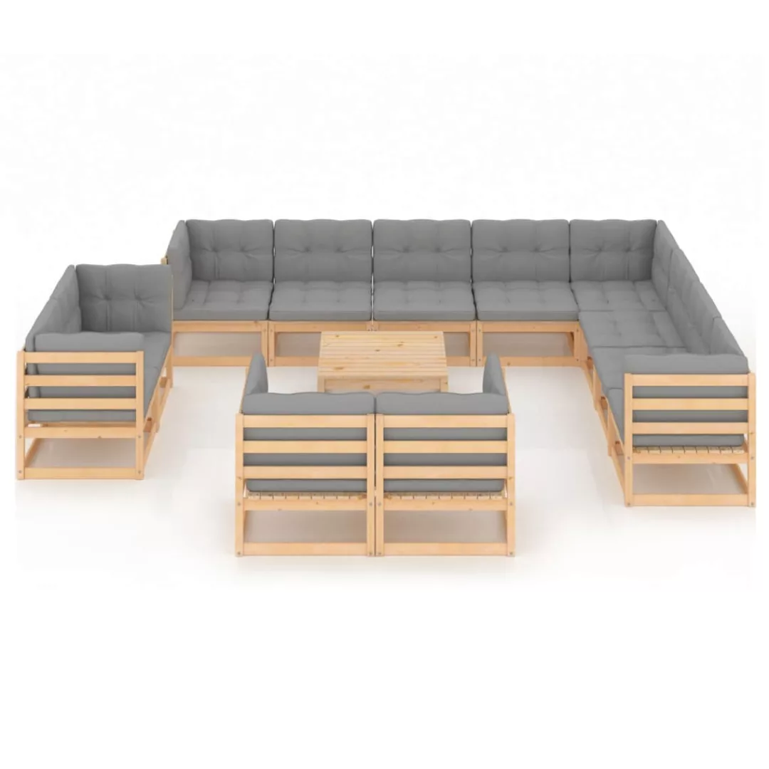 13-tlg. Garten-lounge-set Mit Kissen Kiefer Massivholz günstig online kaufen