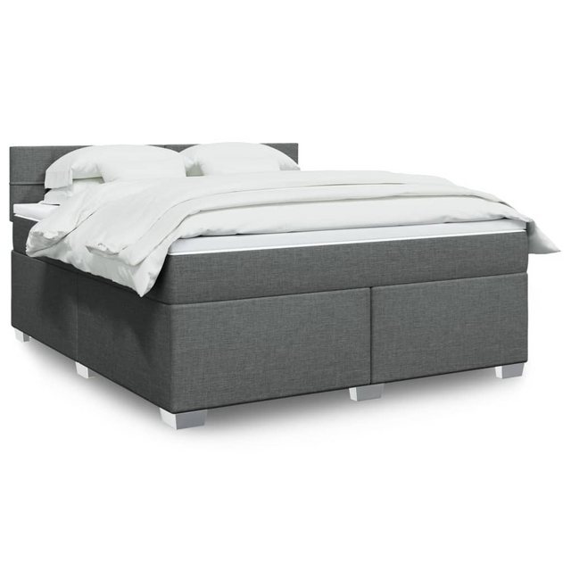 vidaXL Boxspringbett, Boxspringbett mit Matratze Dunkelgrau 180x200 cm Stof günstig online kaufen