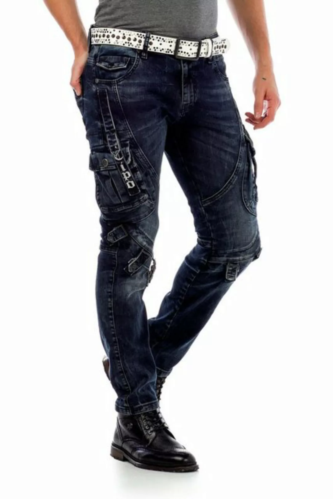 Cipo & Baxx Slim-fit-Jeans mit Verschlussschnallen in Straight Fit günstig online kaufen