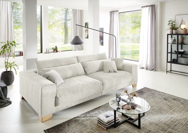 freiraum Big-Sofa Phebe, 7 Kissen, Daune, Bezug creme - 286x90x141cm (BxHxT günstig online kaufen