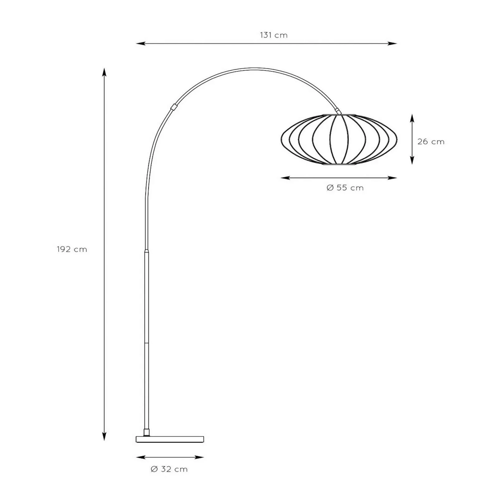 Bogenleuchte Corina, creme, E27, 192 cm, Kunststoff günstig online kaufen