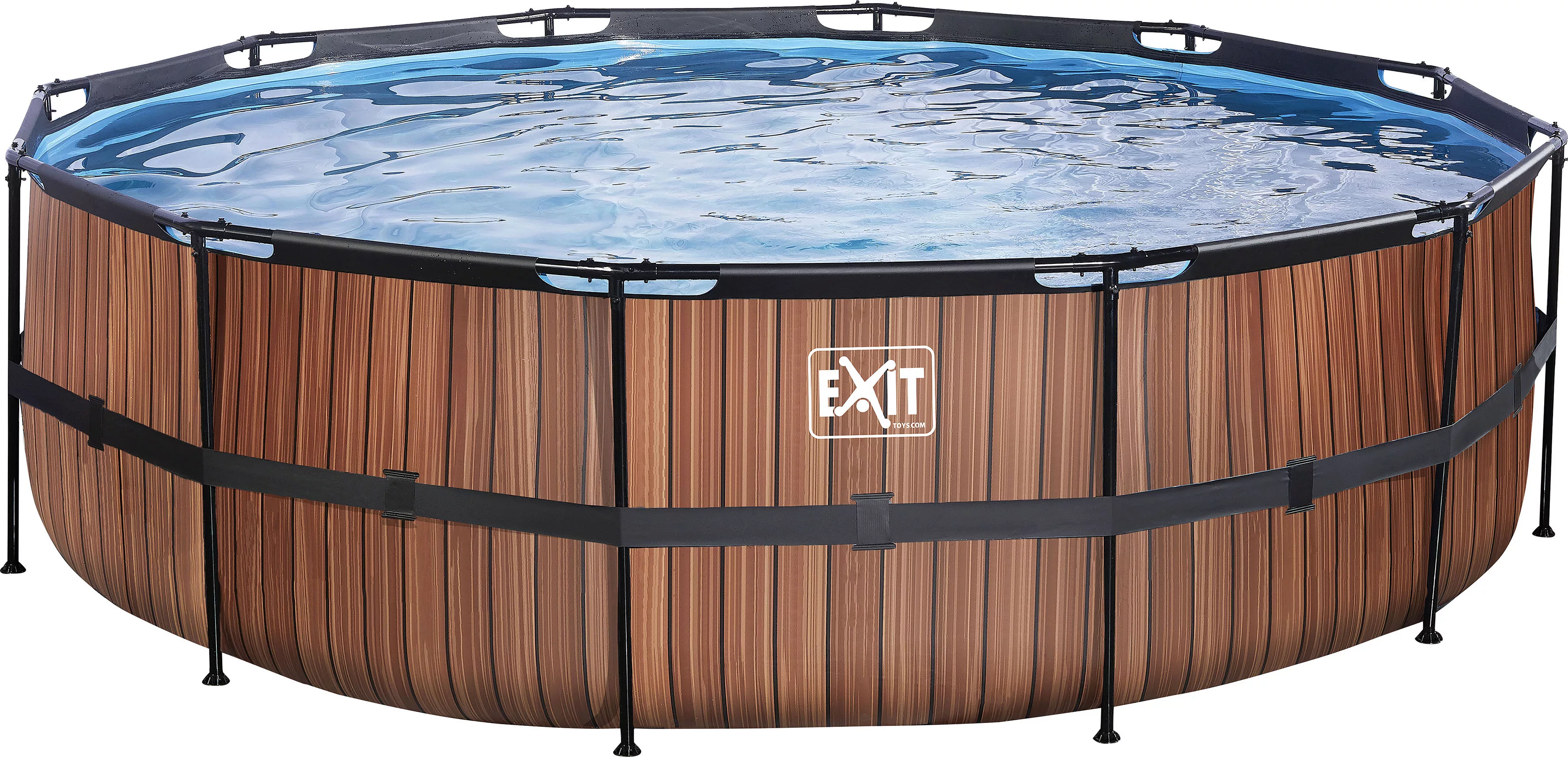 EXIT Framepool "Wood", ØxH: 488x122 cm, mit Sandfilteranlage, Leiter und Ab günstig online kaufen